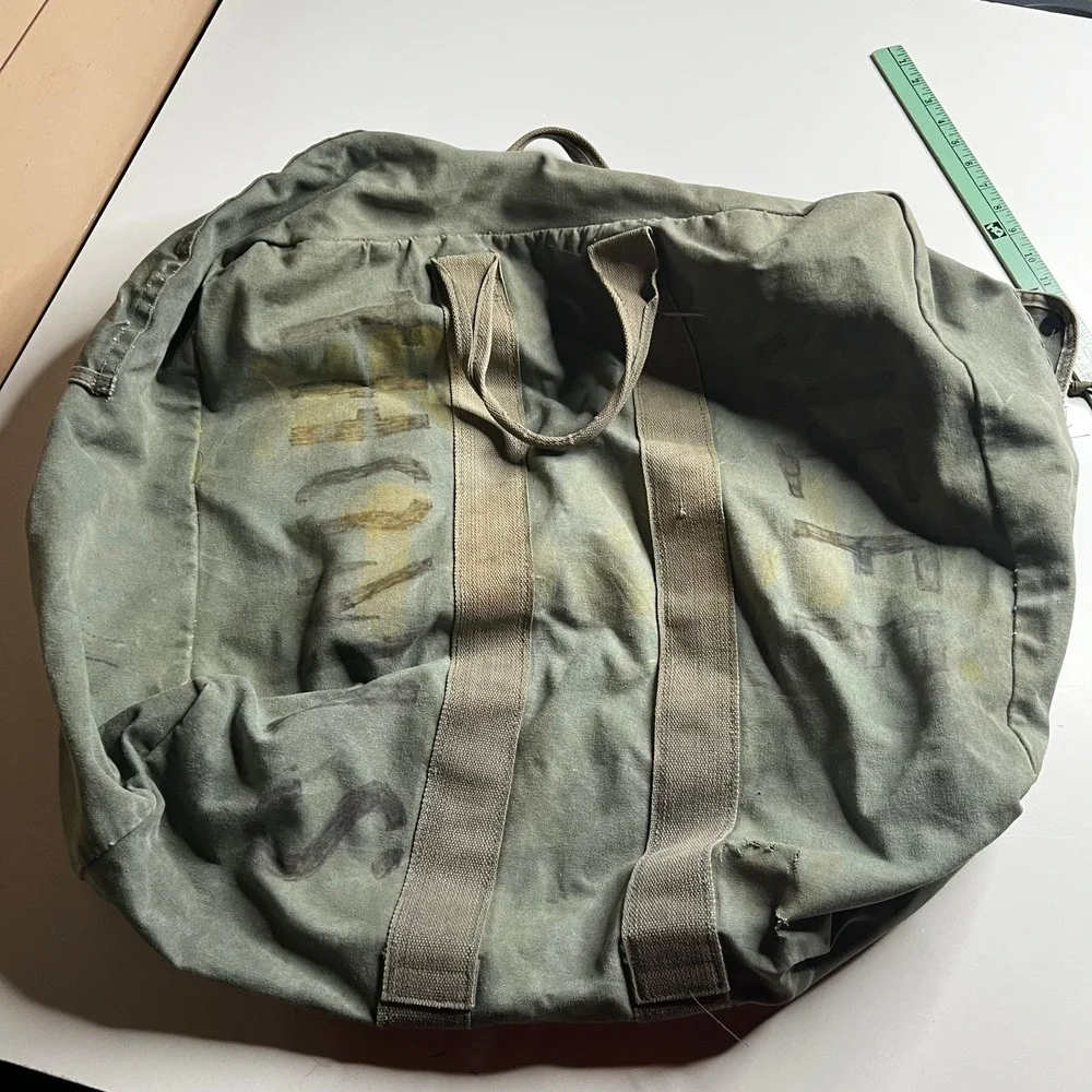 Vintage US Military Canvas Aviator Kit Bag Olive Drab Duffel Cargo Bag Large